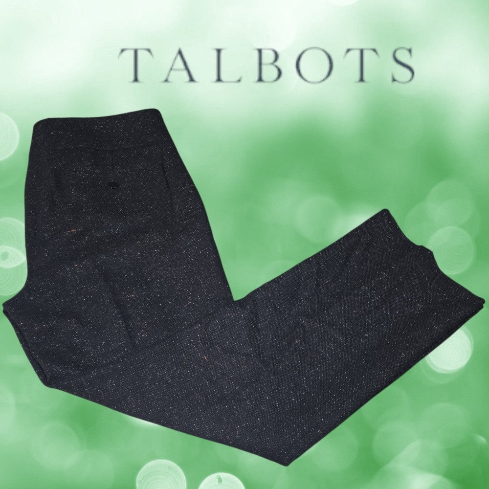 Talbots Heritage Trousers Womens Wool Silk Blend Flecked Tweed Charcoal Gray 10